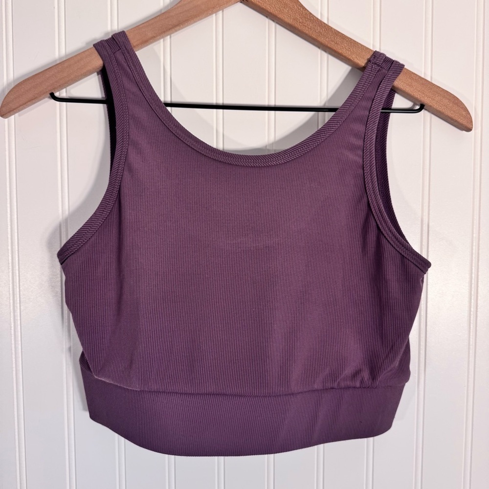 LA + Image Purple Ribbed Activewear Cropped Top Women’s Size Medium